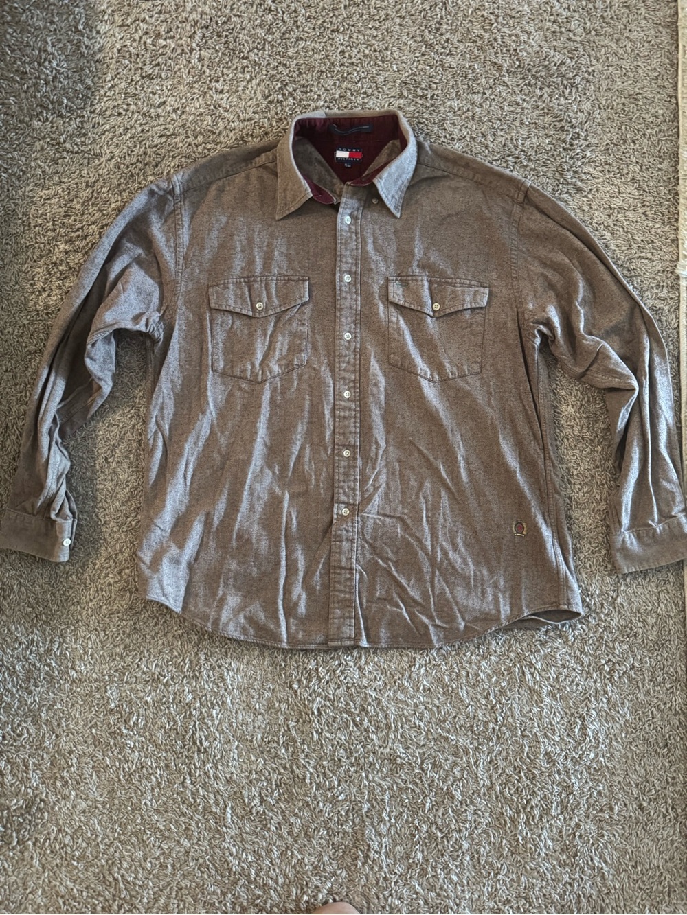 Tommy Hilfiger Brown Button-Down Shirt with Chest Pockets